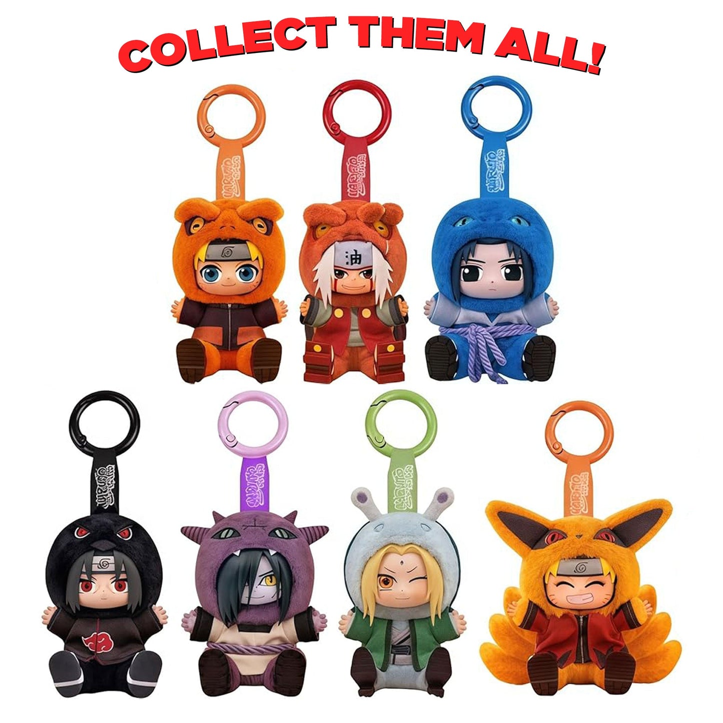 TOP TOY: Naruto Cute Beast Sitting Party Series Blind Box Plush Hangers (Sealed Case of 6)
