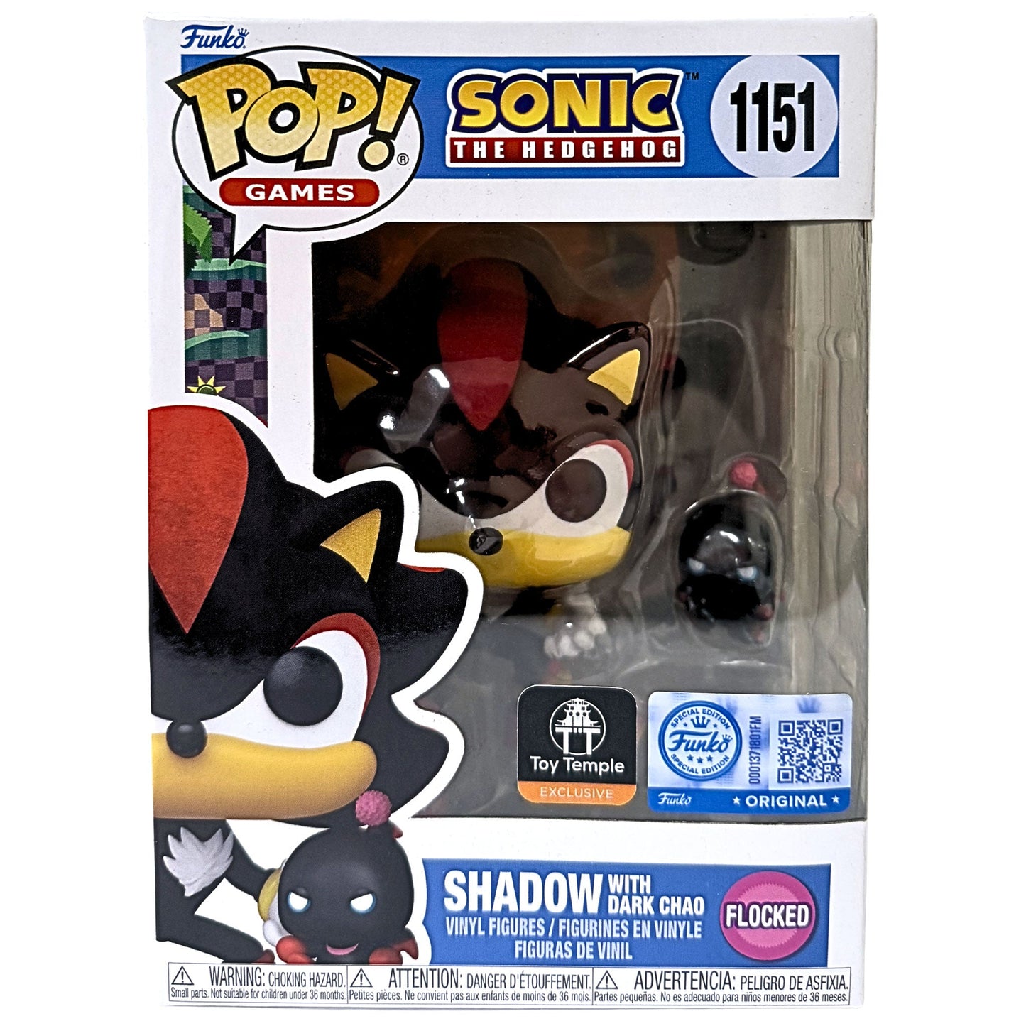 Funko POP! Shadow with Dark Chao Sonic The Hedgehog #1151 [Flocked] [Toy Temple Exclusive] [Special Edition]