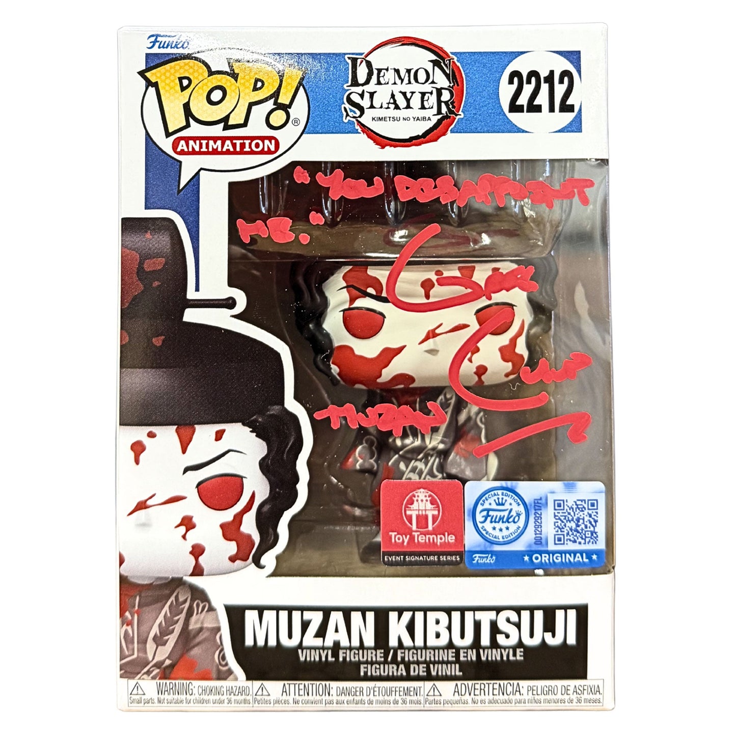 Funko POP! Muzan Kibutsuji Demon Slayer #2212 [Toy Temple Event Exclusive] [Funko Exclusive] [Autographed]